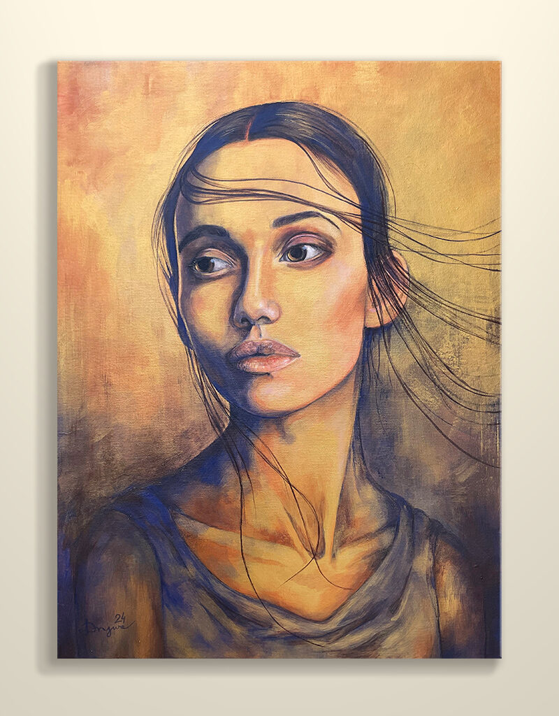 Złota cisza - Oryginalny Obraz - 60x80 cm