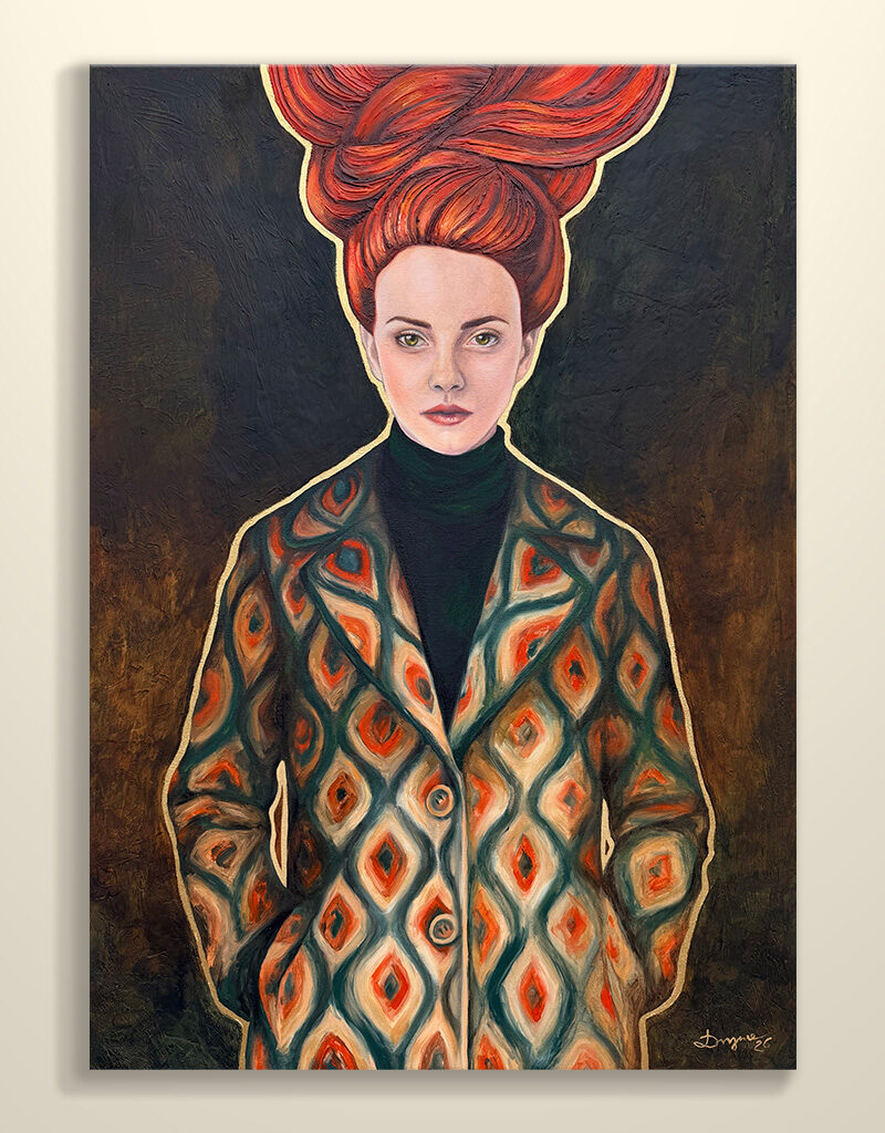 W bursztynowym płaszczu - Oryginalny Obraz - 70x100 cm